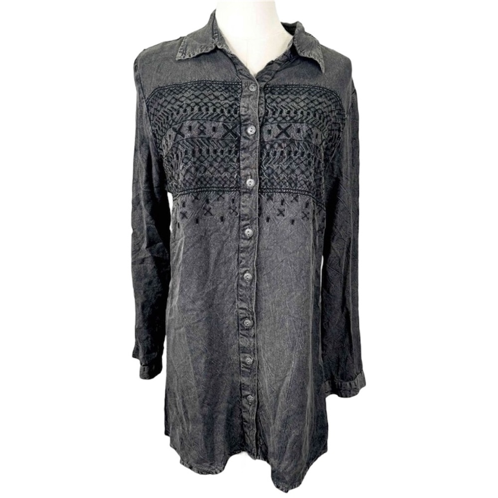 Parsley & Sage Anthropologie Button Up Shirt Blouse Top Embroidery Western Small - Picture 2 of 13